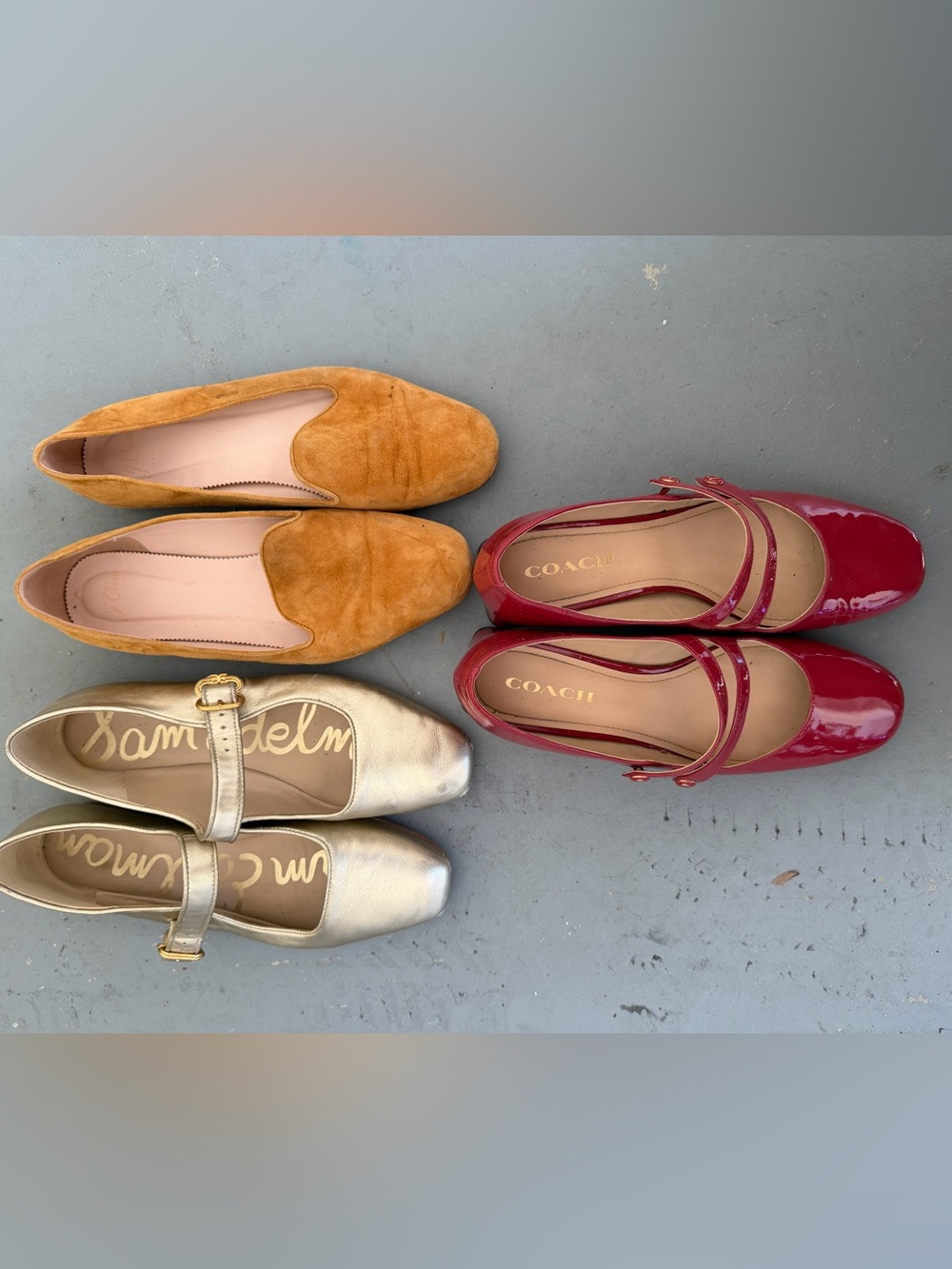 Coach Red Patent Mary Jane Flats + sam Edelman flats + j crew flats